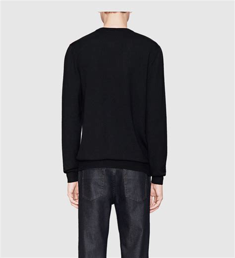 Gucci Black Wool V Neck Sweater In Black For Men Lyst