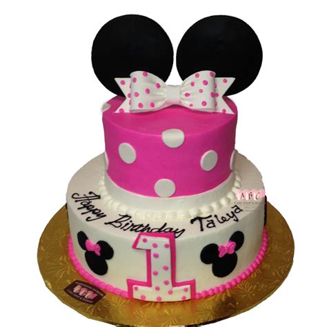 Tier St Birthday Cake With Pink Minnie Mouse Ears Abc Cake