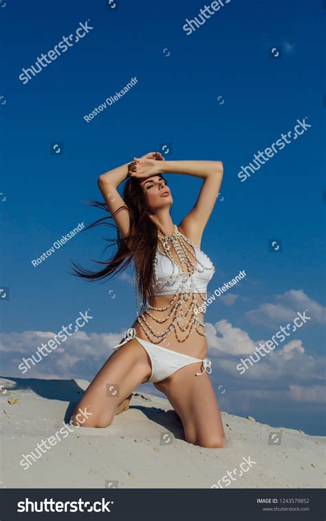 Sexy Girl Sand White Bikini Stock Photo Shutterstock