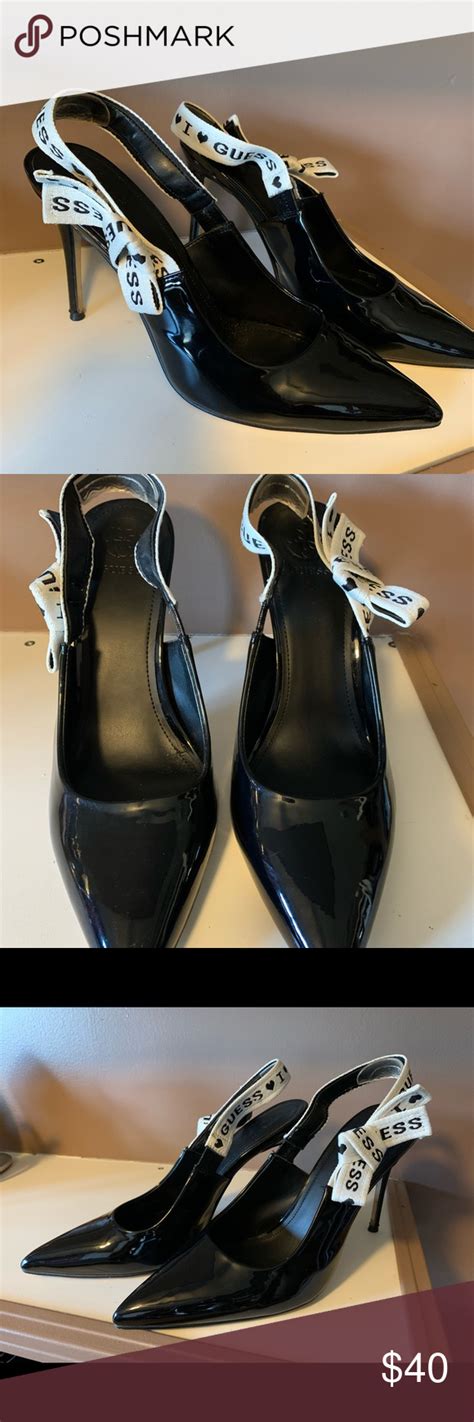 Guess Slingback Black Patent Leather Heels