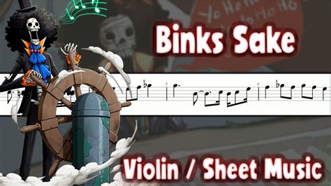 One Piece Binks Sake Violín Tutorial Partitura Sheet Music On