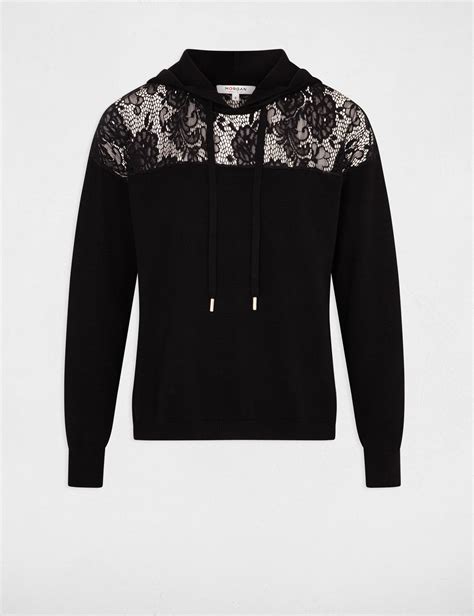 Jumper Hood And Lace Details Black Women Morgan