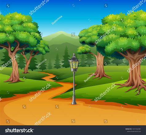 Cartoon Forest Background Dirt Road Stock Illustration 1251532381 ...