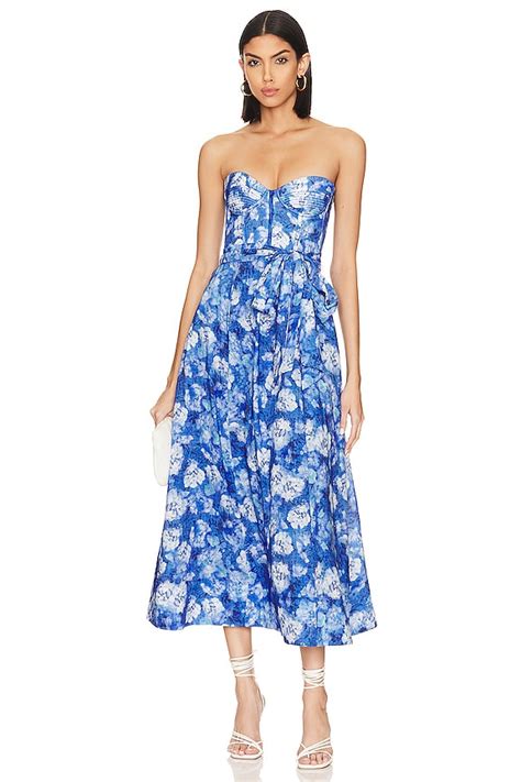 Bardot Vibrant Floral Midi Dress In Blue Foral Revolve