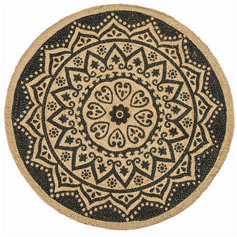 Mandala Print Round Rug Natural Collection Select