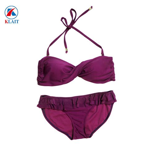 Hot Bandeau Top Solid Women Swimwear Ties Side Bottom Bikini Set Women Bikini And Two Piece