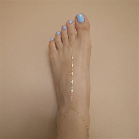 14k Gold Filled 5 Swarovski Crystals Dainty Anklet Foot Piece Etsy