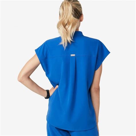 Womens Rafaela Oversized Scrub Top Royal Blue · Figs Scrub Tops