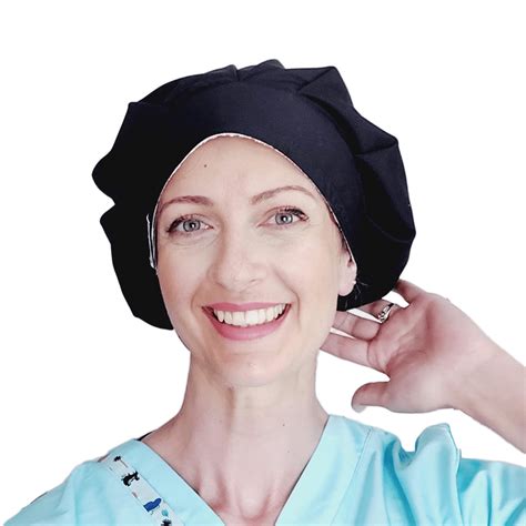 Solid Black Scrub Hat Bouffant For Women Everydayheroesstore