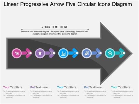 Ij Linear Progressive Arrow Five Circular Icons Diagram Flat Powerpoint ...
