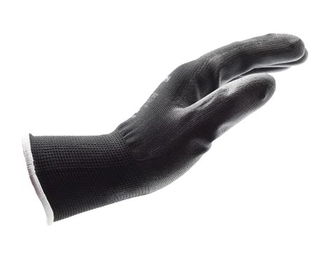 BLACK PU PALM BLACK POLYESTER GLOVE SZ 9 (12 PR) 899.402409