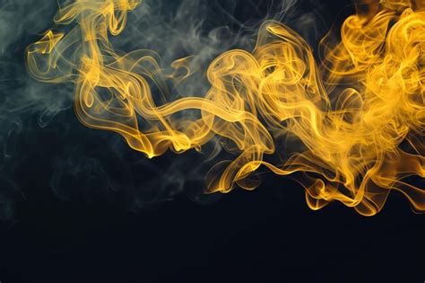 Abstract Yellow Smoke On Black Background Premium Ai Generated Image