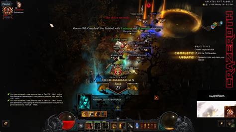 Diablo III Reaper Of Souls S26 Barbarian Solo Greater Rift 130