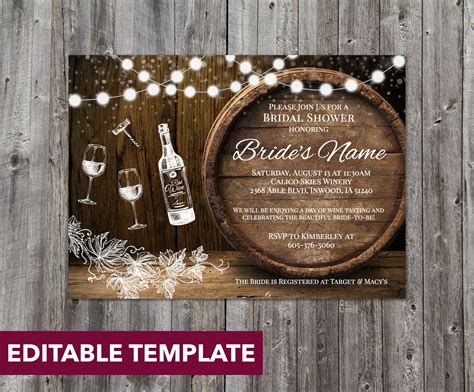 Wine Themed Bridal Shower Invitation Bridal Shower Invitation Etsy