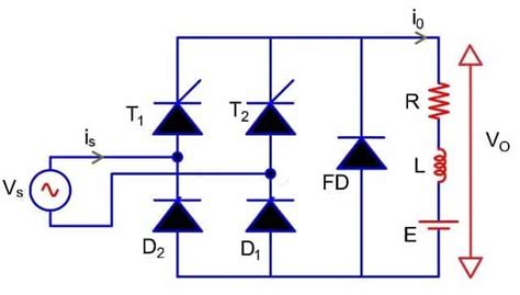 Single Phase Semi Converter Working Circuit Diagram