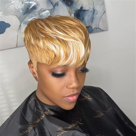 Amazon SAEIALL Pixie Cut Wig Human Hair Wigs For Women Blonde Color Short Layered