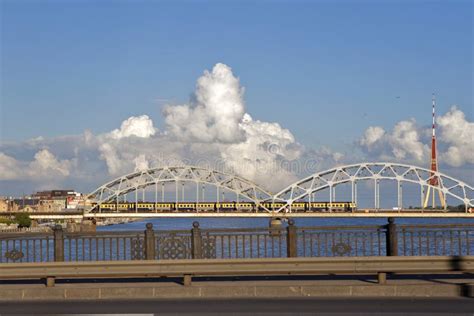 Bridges on Daugava River, City of Riga Latvia Editorial Stock Image ...