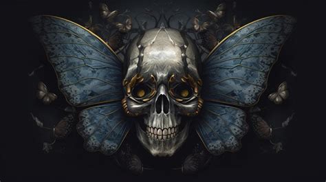 Premium Photo A Skull With Butterfly Wings