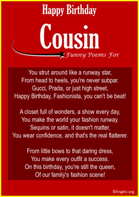 10 Funny Happy Birthday Poems about Cousin (Male/Female) - EngDic