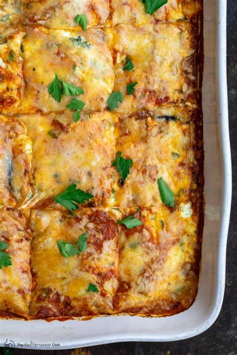 Easy Eggplant Lasagna Recipe Vegetarian And Low Carb The Mediterranean Dish