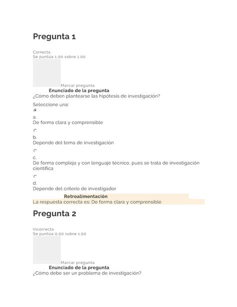 Examen Unidad I Seminario De Investigaci N Pregunta Correcta Se