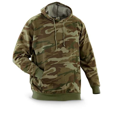 Military Camouflage Hoodie Pullover Fleece Sweatshirt Camo Green Brown