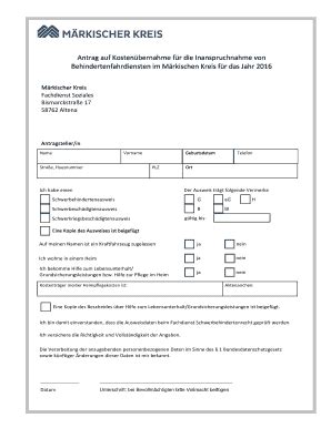 Ausfüllbar Online maerkischer kreis Antrag auf Kostenbernahme fr