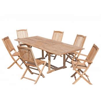 Table De Jardin Et Chaises En Bois Teck Personnes Harris Maisons