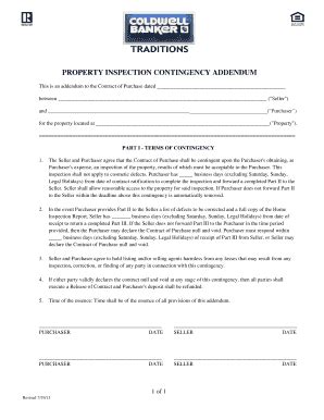 Fillable Online Property Inspection Contingency Addendum Fax Email