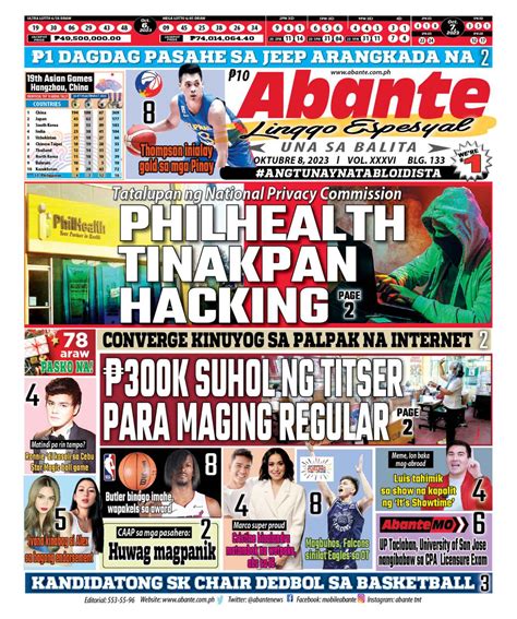 Abante Front Page Balita Ngayong Oktubre Abante