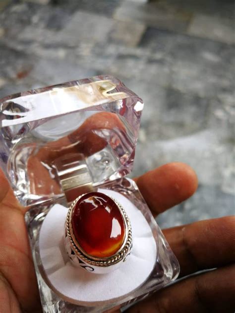 Blood Red Aqeeq Agate Akik Yamni Yamani Yemeni Ring Sterling Etsy