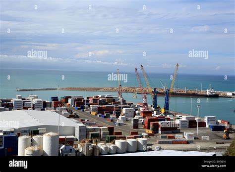 Napier Harbour Container Port Or Docks North Island New Zealand Stock