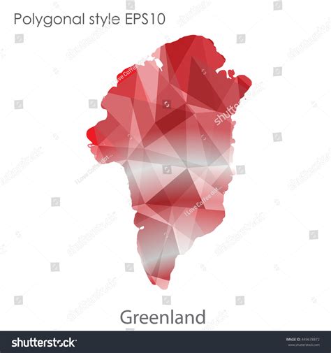 Greenland Map Geometric Polygonal Styleabstract Gems Stock Vector