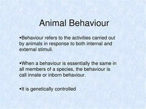 PPT - Animal Behaviour PowerPoint Presentation, free download - ID:2885264