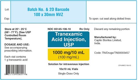 Tranexamic Acid Caplin Steriles Limited FDA Package Insert