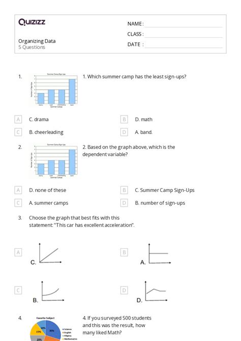 50 Organizing Data Worksheets For 7th Grade On Quizizz Free And Printable