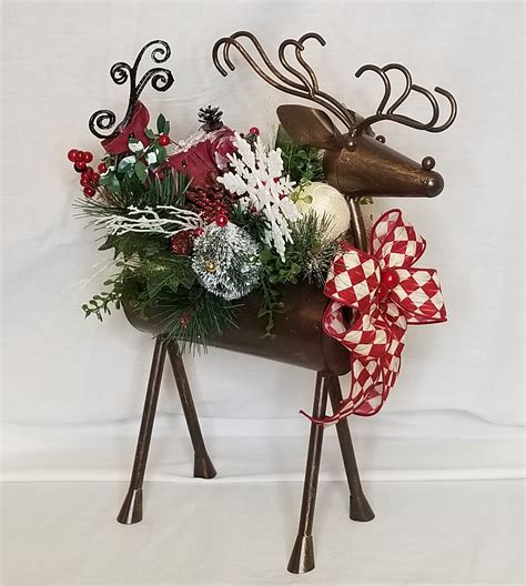 Reindeer Centerpiece Reindeer Arrangement Christmas Etsy Woodland