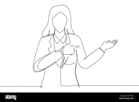 Businesswoman Showing Presentation Pointing Paper Placard Single