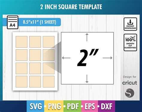 2 Inch Square Template, Square Label Template, 2 Square Template ...