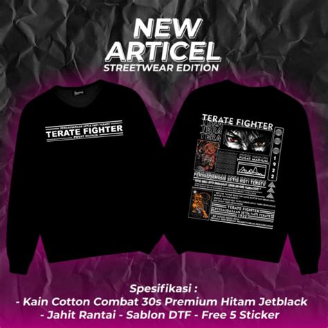 Jual Sweater Psht Desain Terbaik Terate Fighter Sablon Depan Tulisan