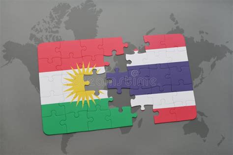 Kurdistan Vs Thailand Thai Smoke Flags Placed Side By Side Thick