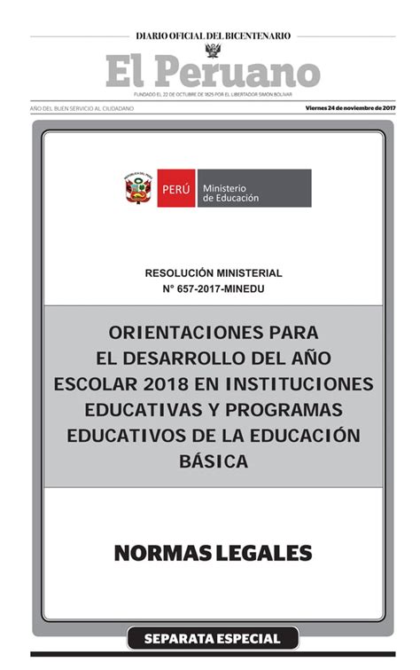 R M N Minedu Orientaciones Para El Desarrollo Del A O