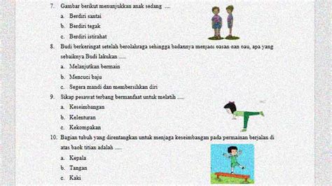 Soal Penilaian Harian Mapel Pjok Kelas 1 Tema 2 Dan Kunci Jawabannya