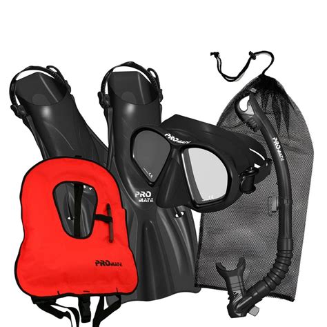 Promate Spectrum Snorkeling Mask Dry Snorkel Fins Gear Bag Set With