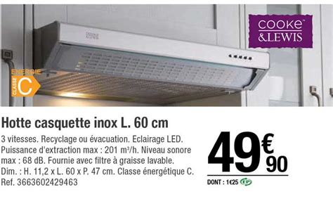 Promo Hotte Casquette Inox L Cm Chez Brico D P T Icatalogue Fr