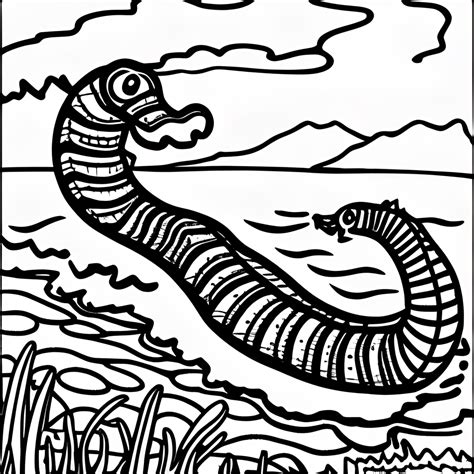 Loch Ness Monster Coloring Page · Creative Fabrica