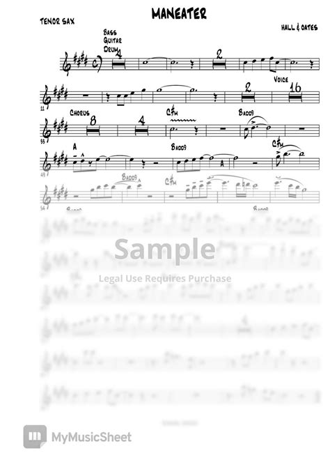 Maneater Hall Oates Tenor Sax Sheets By Ismael Dorado