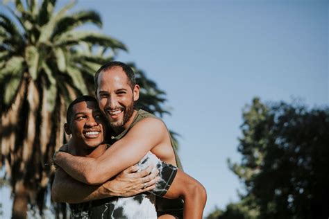 Gay Couple Hugging Park Premium Photo Rawpixel