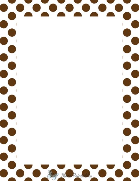 Printable Brown on White Polka Dot Page Border