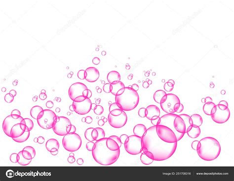 Pink Fizzing Air Or Water Bubbles On White Background Stock Vector